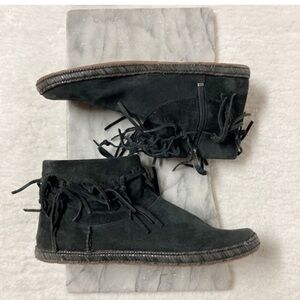Ugg Tassle Fringe Low Angle Flat Booties Suede Leather Size 9 Boho Western